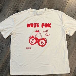 SHEIN Cream and Red Short Sleeve Tee Bold Minimalist Style